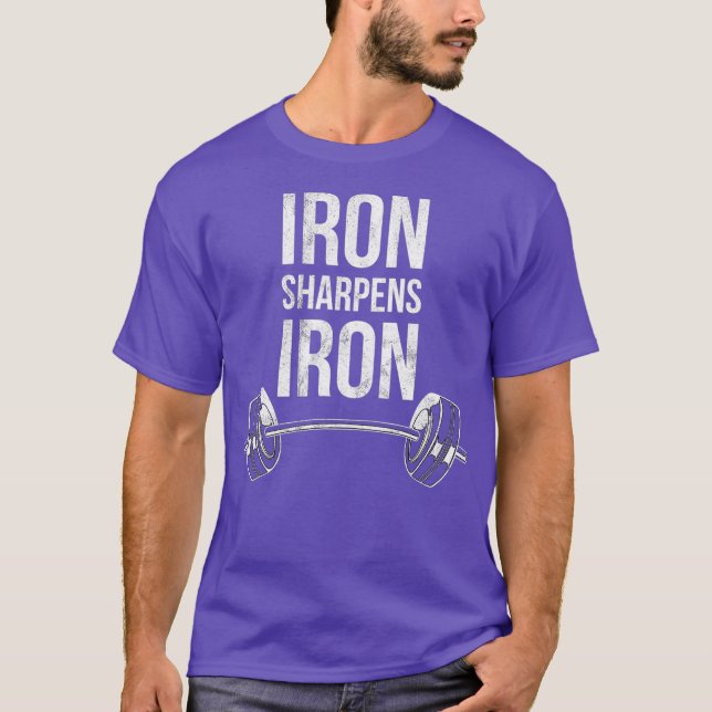 Camiseta Hierro Sharpens Proverbios de Hierro Biblia de hal (Anverso)