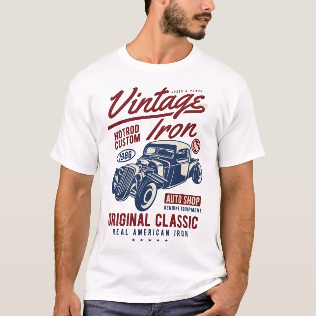 Camiseta Hierro vintage, coches (Anverso)