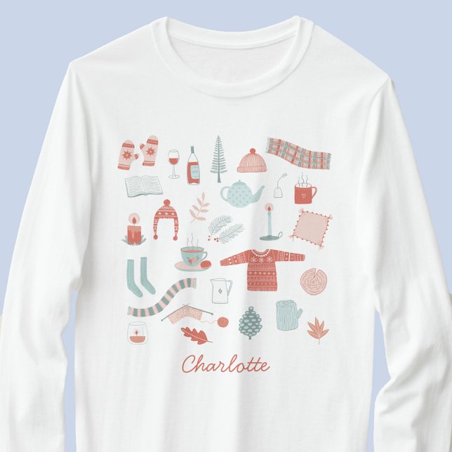 Camiseta Higge escandinavo retro personalizado (Personalized name Scandinavian Hygge cosy T-shirt)