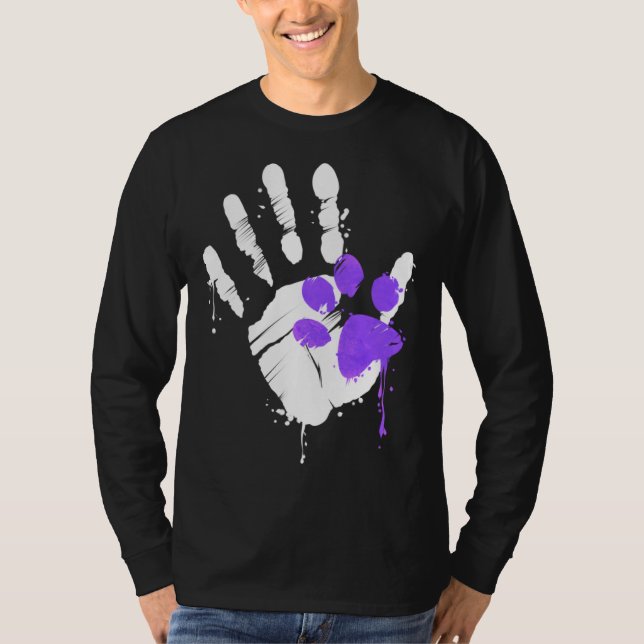 Camiseta High Five Hand Print With Purple Paw Print On Purr (Anverso)
