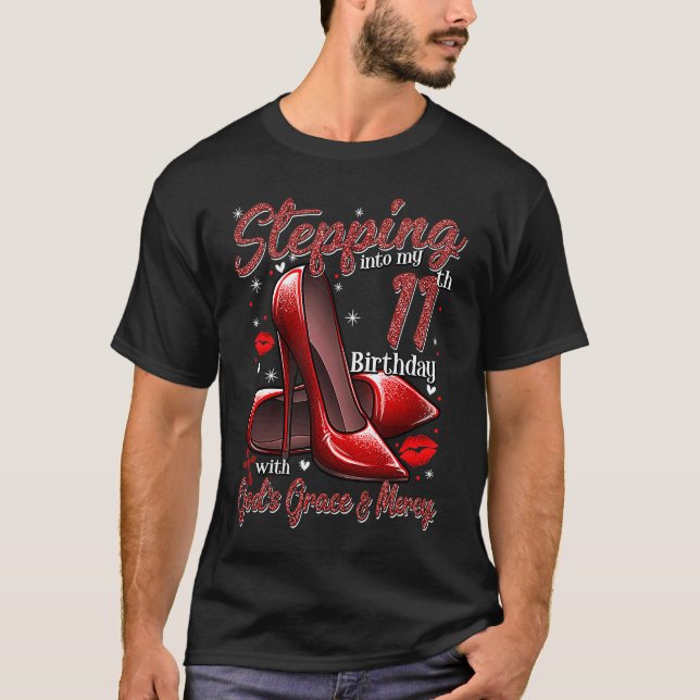 Camiseta High Heels Stepping Into My 11th Birthday 11 and F (Anverso)