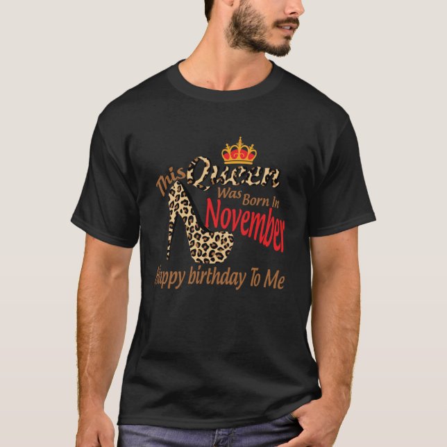 Camiseta High Heels Womens Leopard This Queen Was Born In N (Anverso)
