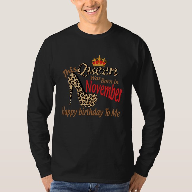 Camiseta High Heels Womens Leopard This Queen Was Born In N (Anverso)