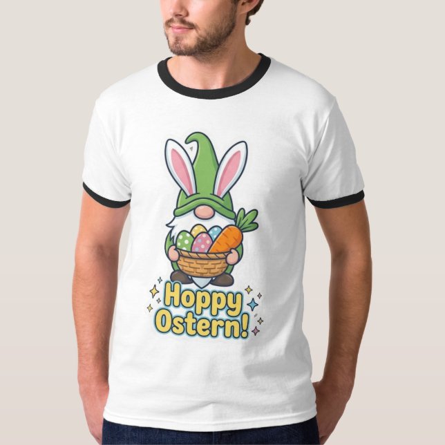 Camiseta High-quality "Hoppy Easter" gnome illustration (Anverso)