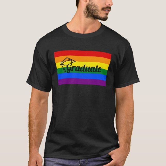 Camiseta High School Graduate College Gay Pride Flag (Anverso)