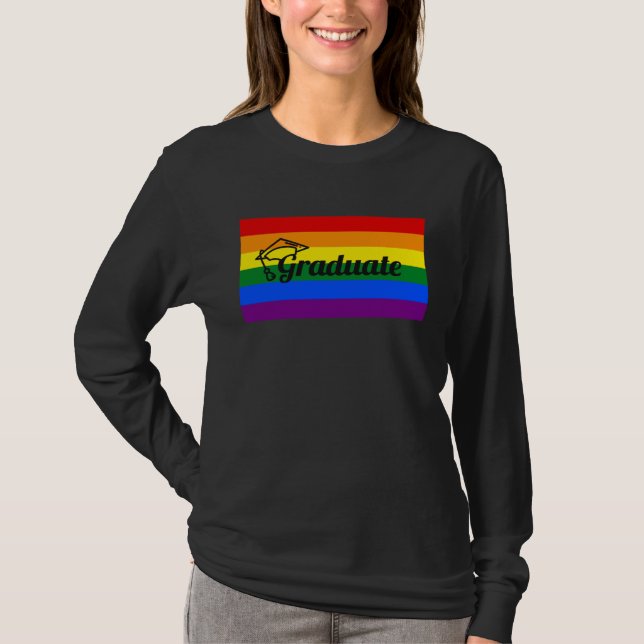 Camiseta High School Graduate College Gay Pride Flag (Anverso)
