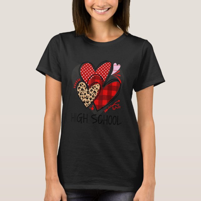 Camiseta High School Teacher Buffalo Plaid Leopard Valentin (Anverso)