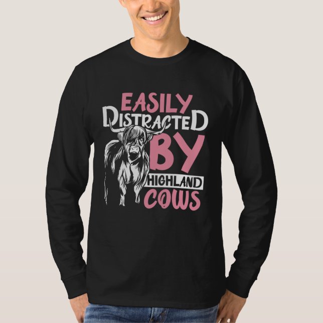 Camiseta Highland Cattle Cute Easily Distracted by Highland (Anverso)