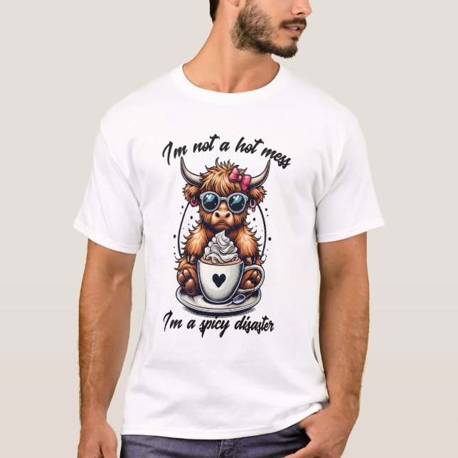 Camiseta Highland Cow Coffee Png, Coffee Cow Png (Anverso)