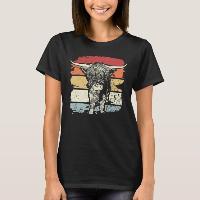 Camiseta Highland Cow Highland Cows Retro (Anverso)