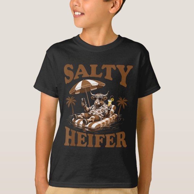 Camiseta Highland Cow Lovers Salty Heifer Trocal For Women  (Anverso)