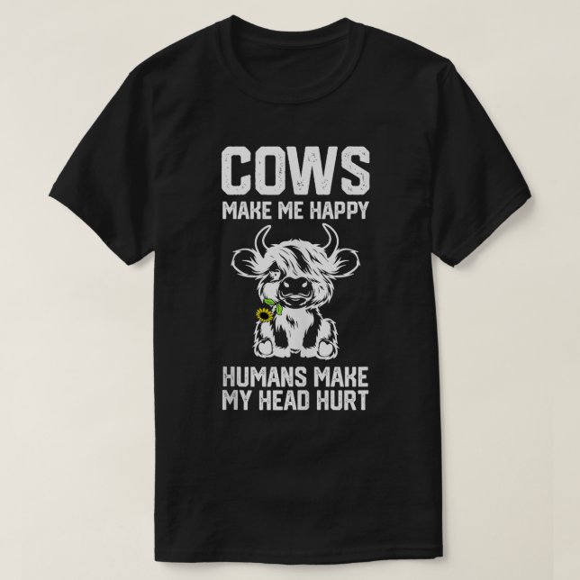 Camiseta Highland Cow me hace feliz a los humanos hacer que (Diseño del anverso)