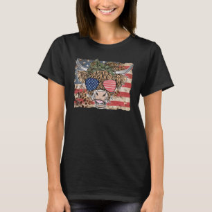 Camiseta Highland Cow Merica 4 de Julio Gafas De Bandera De