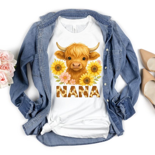 Camiseta Highland Cow Nana Grandma Country Rústico Trendy (Nana Highland Cow Grandma Grandmother T-shirt. Gift for Nana)
