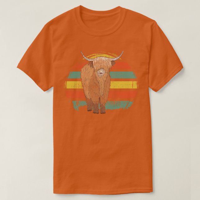 Camiseta Highland Cow Retro (Diseño del anverso)
