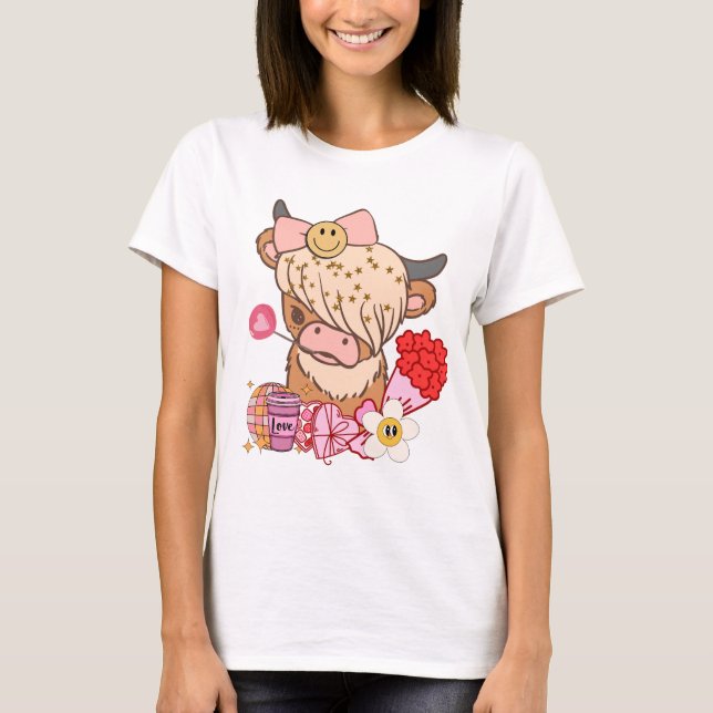 Camiseta Highland Cow valentine, Western valentine, Xoxo (Anverso)