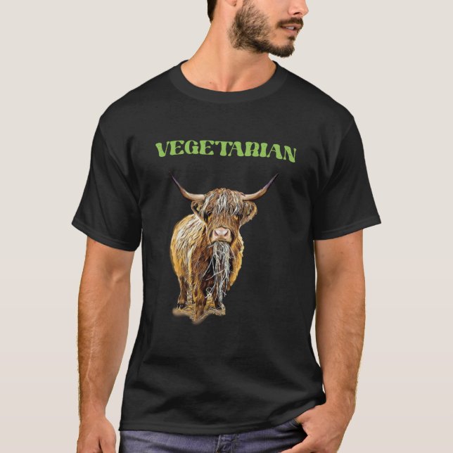 Camiseta Highland Cow  Vegetarian (Anverso)
