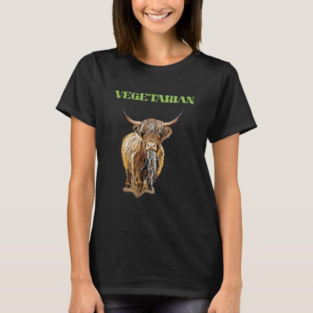 Camiseta Highland Cow  Vegetarian (Anverso)
