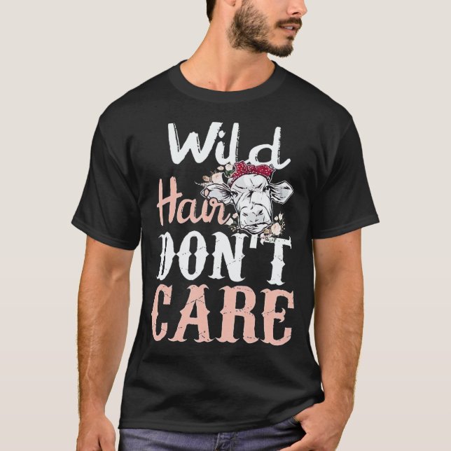 Camiseta Highland Cow Wild Hair Don't Care (Anverso)
