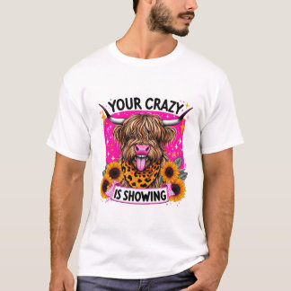Camiseta Highland Cow with Sunflowers Funny Quote