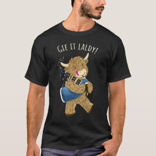 Camiseta Highland Cow Y Bagpipes Dice Que Dáselo Laldy!