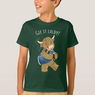 Camiseta Highland Cow Y Bagpipes Dice Que Dáselo Laldy!