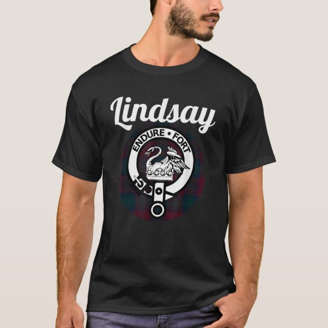 Camiseta Highland Four Lindsay Clan Escocia Nombre Abrigo D (Anverso)