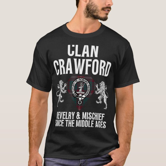 Camiseta HighlandFour Crawford Clan Escocia Nombre Abrigo D (Anverso)