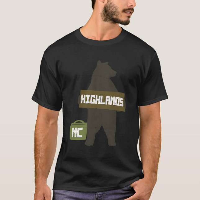 Camiseta Highlands North Carolina Nc Cute Hitchwalk Bear (Anverso)