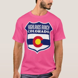Camiseta Highlands Ranch Colorado Bandera Retro Escudo Azul