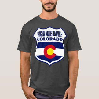 Camiseta Highlands Ranch Colorado Bandera Retro Escudo Blan