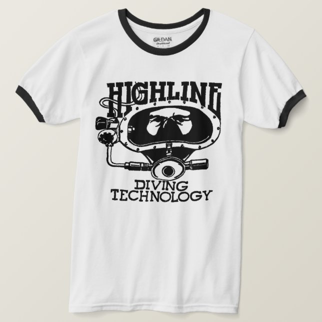 Camiseta Highline Diving Tech Retro (Logo Negro) (Anverso del diseño)