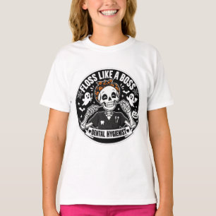 Camiseta Higienista Dental Esqueleto de Halloween