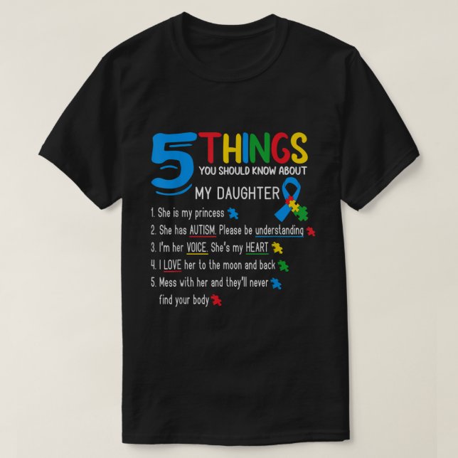 Camiseta Hija autista Autismo Concienciación Apoyo a Mamá P (Diseño del anverso)