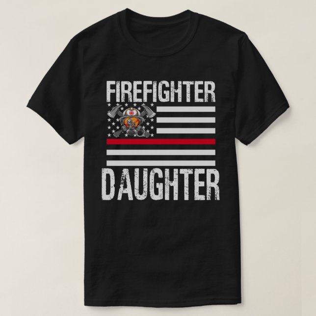 Camiseta HIJA bombero apoya la delgada línea roja de Estado (Diseño del anverso)