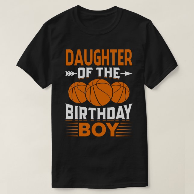 Camiseta HIJA Del Baloncesto De Los Niños De Cumpleaños (Diseño del anverso)