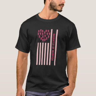 Camiseta Hija Del Cáncer De Mama De Bandera Estadounidense