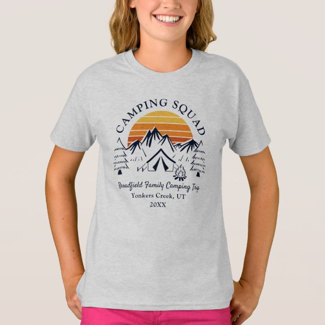 Camiseta Hija del Personalizado del Escuadrón de Camping de (Anverso)