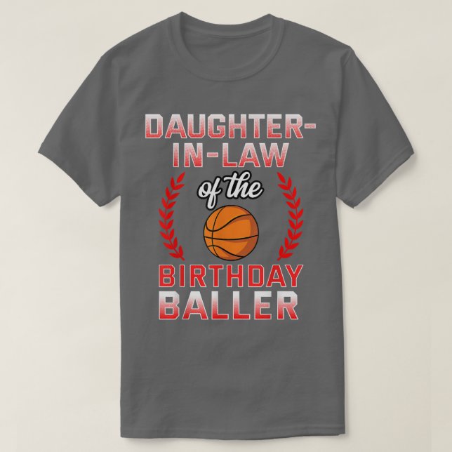 Camiseta Hija En La Ley Del Cumpleaños Del Niño Baloncesto (Diseño del anverso)