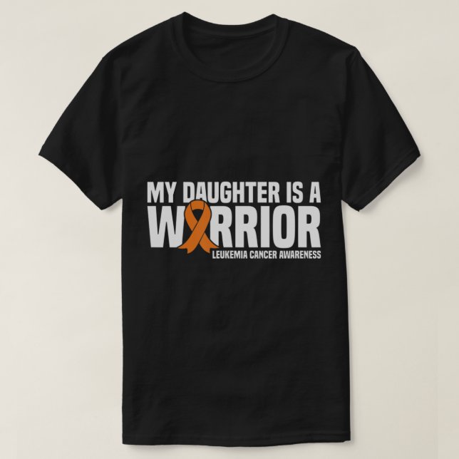 Camiseta Hija guerrera Naranja Ribbon Leukemia Cáncer Awa (Diseño del anverso)