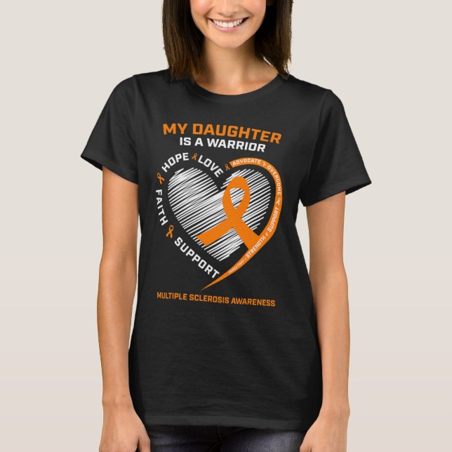 Camiseta Hija guerrera Usa Naranja Esclerosis Múltiple Aw (Anverso)