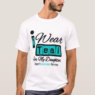 Camiseta Hija - llevo al cáncer ovárico retro verde azula