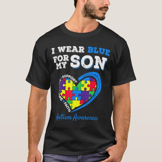 Camiseta Hijo Azul Por Conciencia De Autismo Mi Uso De Padr (Anverso)