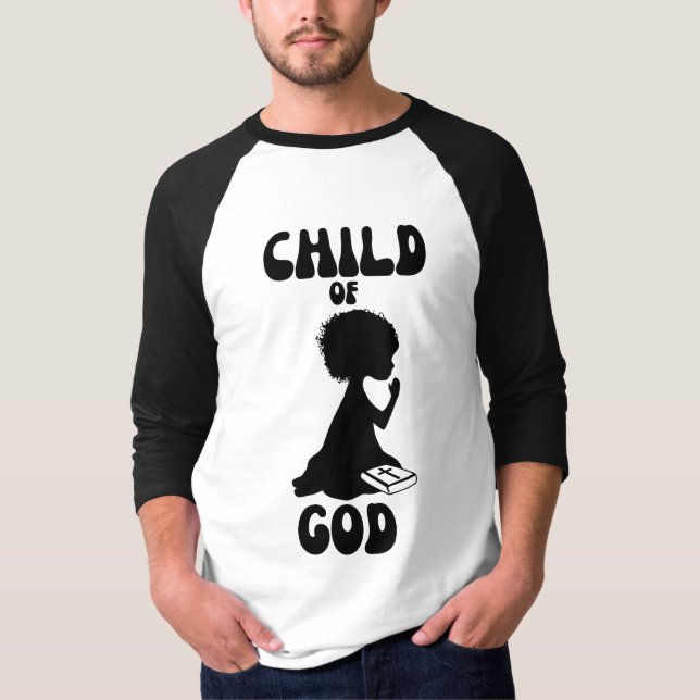 Camiseta Hijo de Dios de la Biblia Cita a los hombres 3/4 (Anverso)