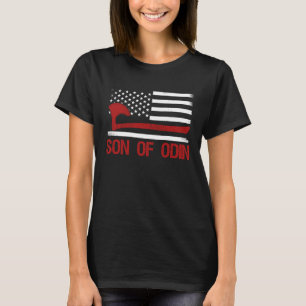 Camiseta Hijo de Odín Valhalla Bandera Vikinga Americana Nó