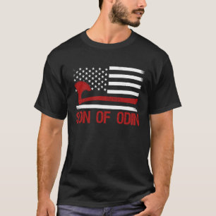 Camiseta Hijo de Odín Valhalla Bandera Vikinga Americana Nó