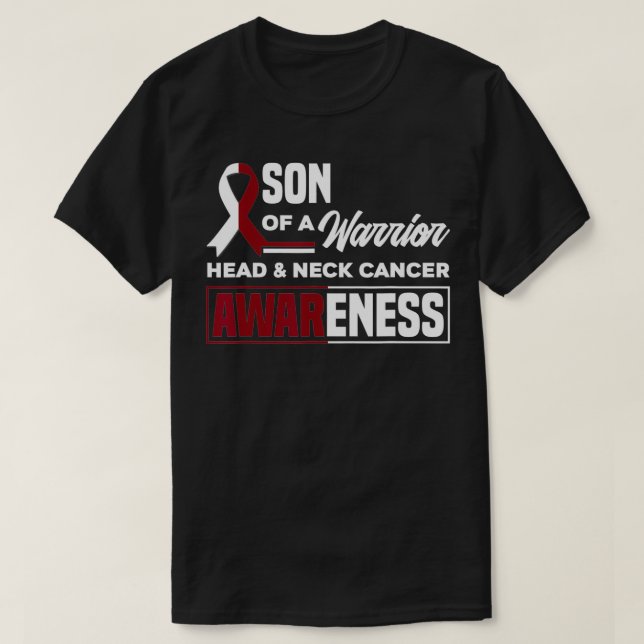 Camiseta Hijo De Un Guerrero Apoya El Cáncer De Cabeza Oral (Diseño del anverso)
