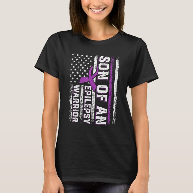 Camiseta Hijo de un guerrero Epilepsia Cinta morada nos apo (Anverso)