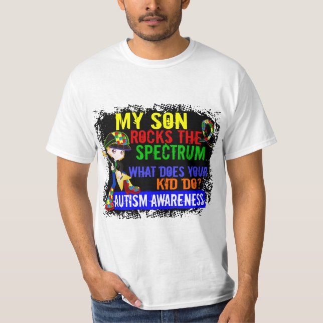 Camiseta Hijo del autismo del espectro de las rocas (Anverso)