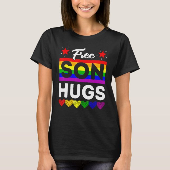 Camiseta Hijo libre de orgullo Lgbt abraza apoyo a bandera  (Anverso)